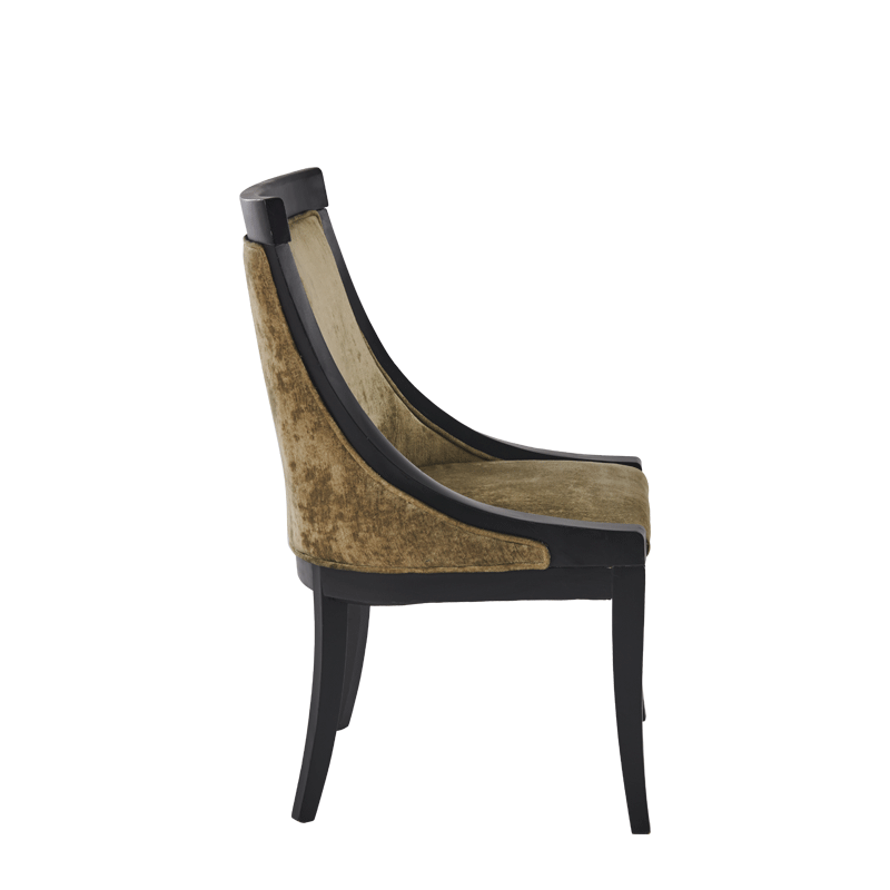 Sabrina Chair in Black with Taupe Seat Pad