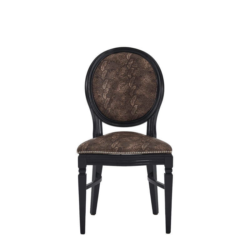 Chandelle Chair in Black with Taupe Snake Skin Seat Pad