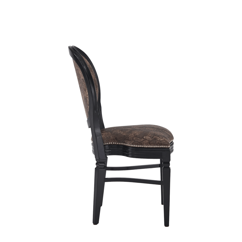Chandelle Chair in Black with Taupe Snake Skin Seat Pad