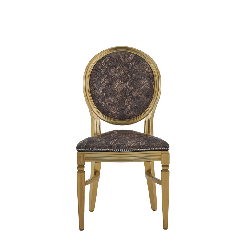 Chandelle Chair in Gold with Taupe Snake Skin Seat Pad