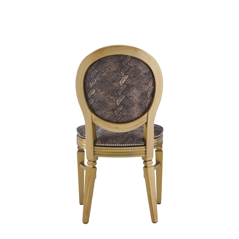 Chandelle Chair in Gold with Taupe Snake Skin Seat Pad