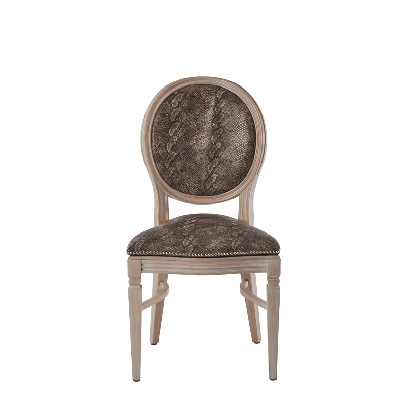 Chandelle Chair in Ivory with Taupe Snake Skin Seat Pad