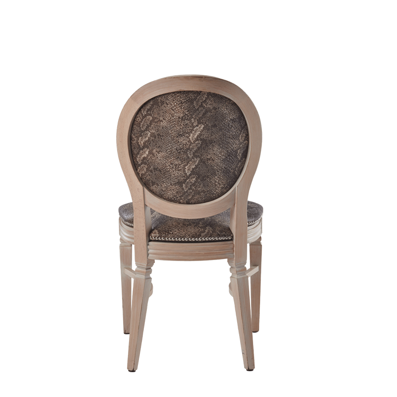 Chandelle Chair in Ivory with Taupe Snake Skin Seat Pad