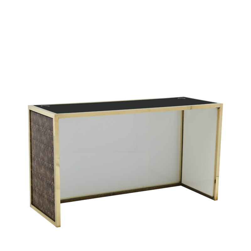 Unico DJ Booth - Gold Frame - Taupe Snake Skin Upholstered Panels
