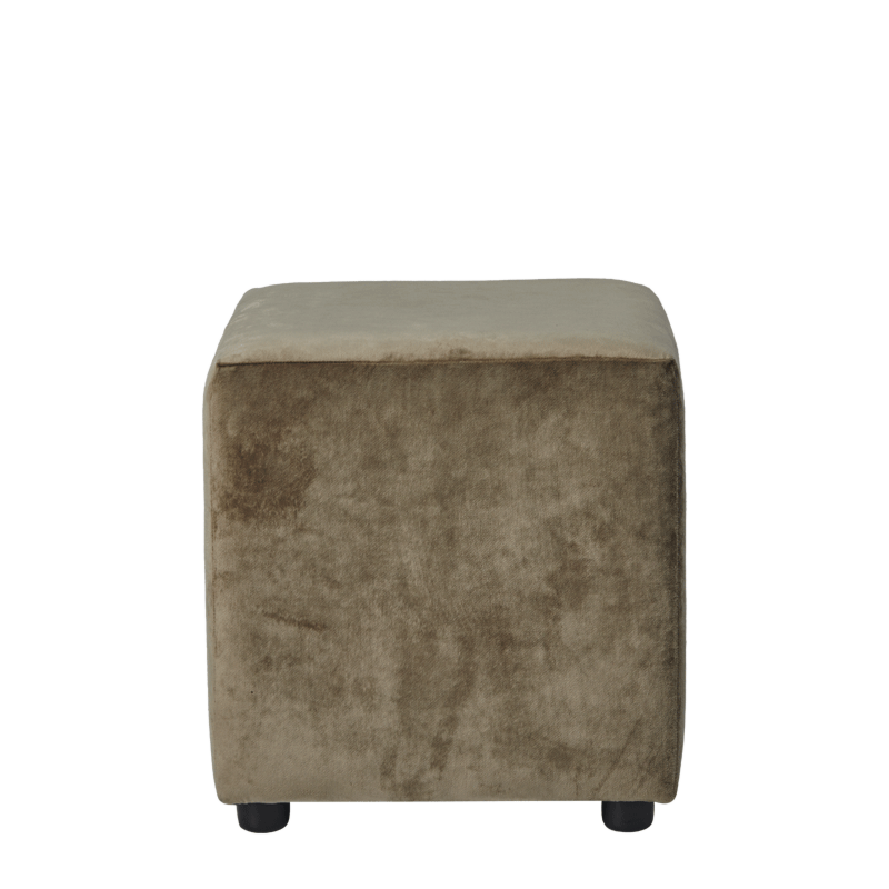 Rochelle Square Ottoman in Taupe Velvet