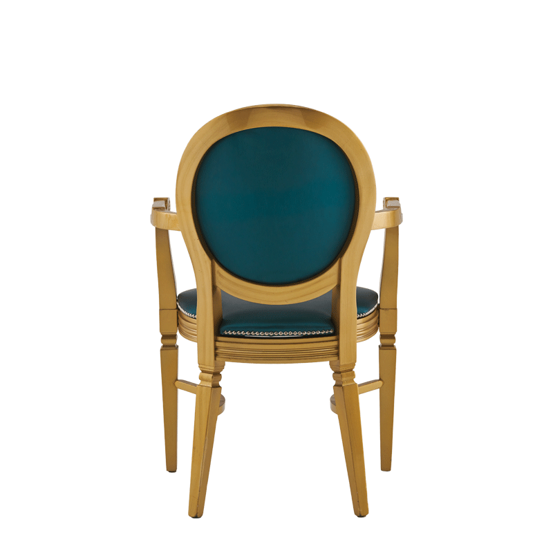 Chandelle Armchair in Gold with Teal Seat Pad