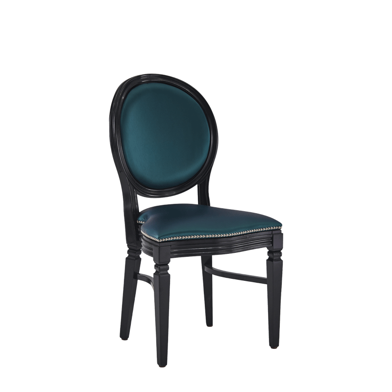 Chandelle Chair in Black with Teal Seat Pad