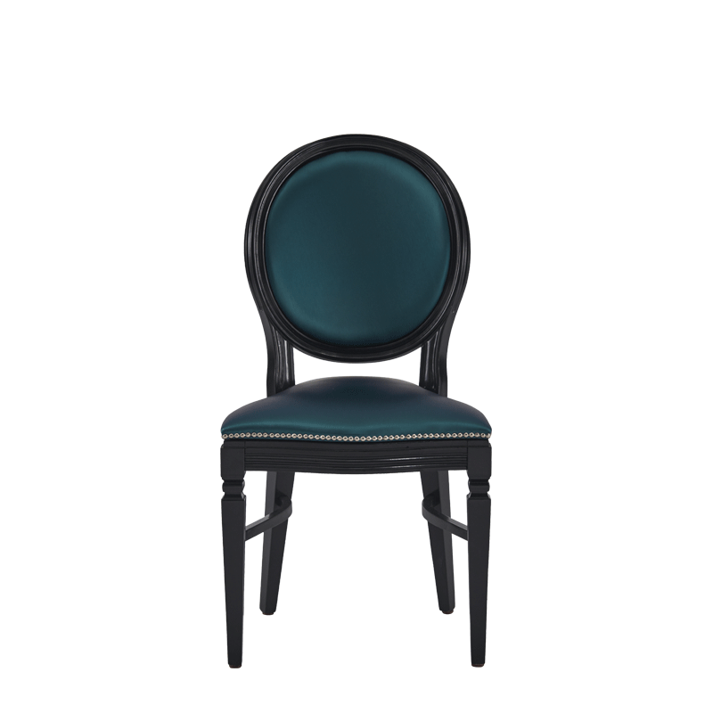 Chandelle Chair in Black with Teal Seat Pad