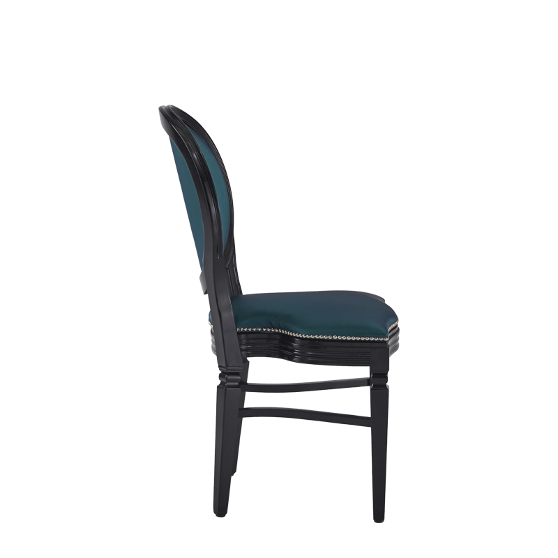 Chandelle Chair in Black with Teal Seat Pad