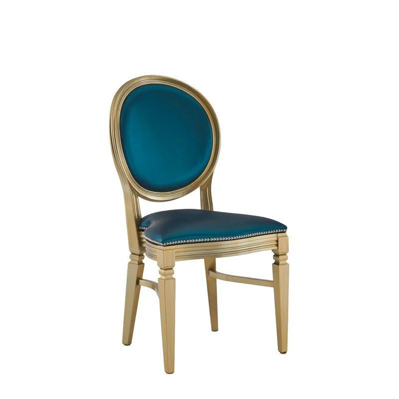 Chandelle Chair in Gold with Teal Seat Pad