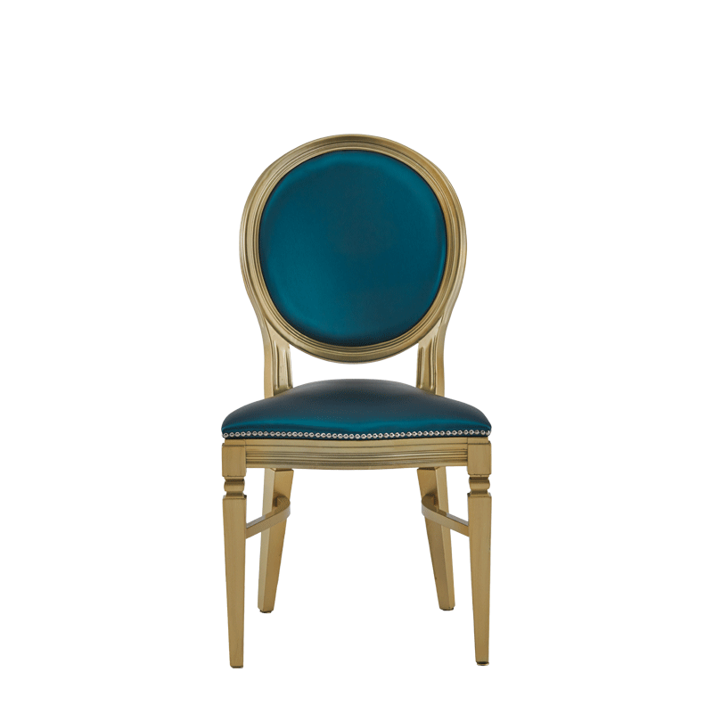 Chandelle Chair in Gold with Teal Seat Pad