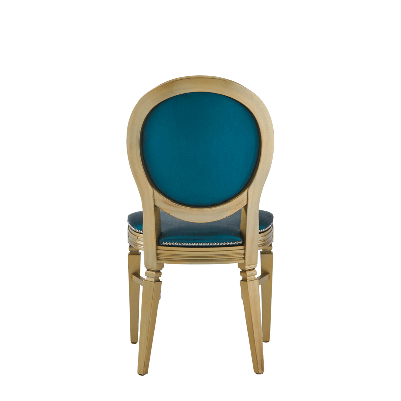 Chandelle Chair in Gold with Teal Seat Pad
