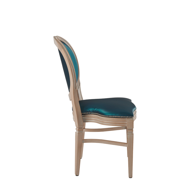 Chandelle Chair Ivory with Teal Seat Pad
