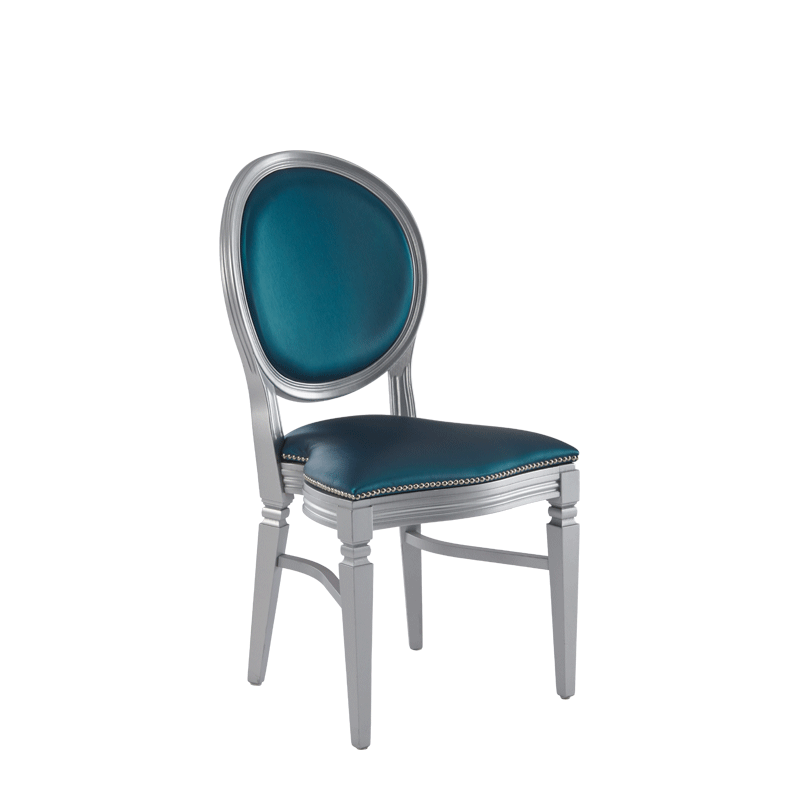 Chandelle Chair in Silver with Teal Seat Pad