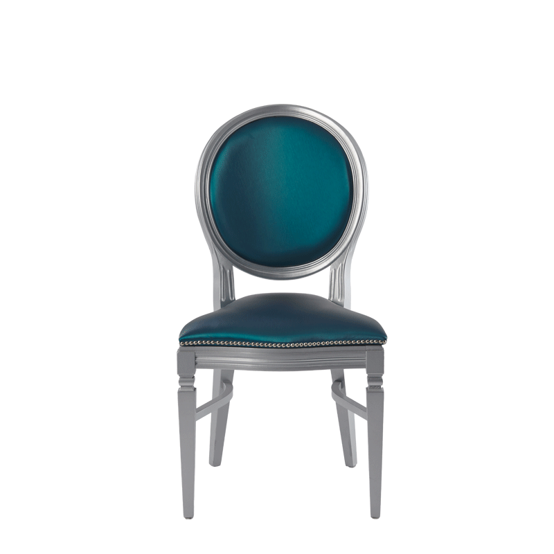 Chandelle Chair in Silver with Teal Seat Pad
