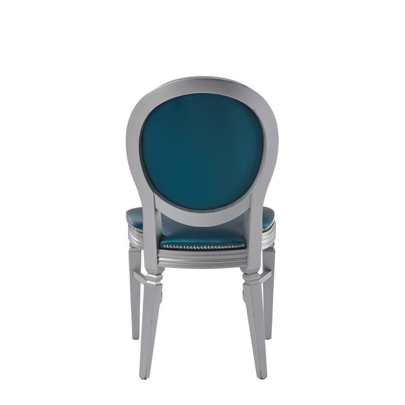 Chandelle Chair in Silver with Teal Seat Pad