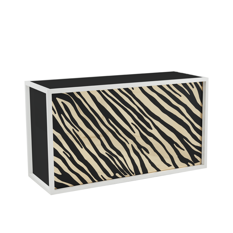 Unico Bar with White Frame and Tiger Print Front