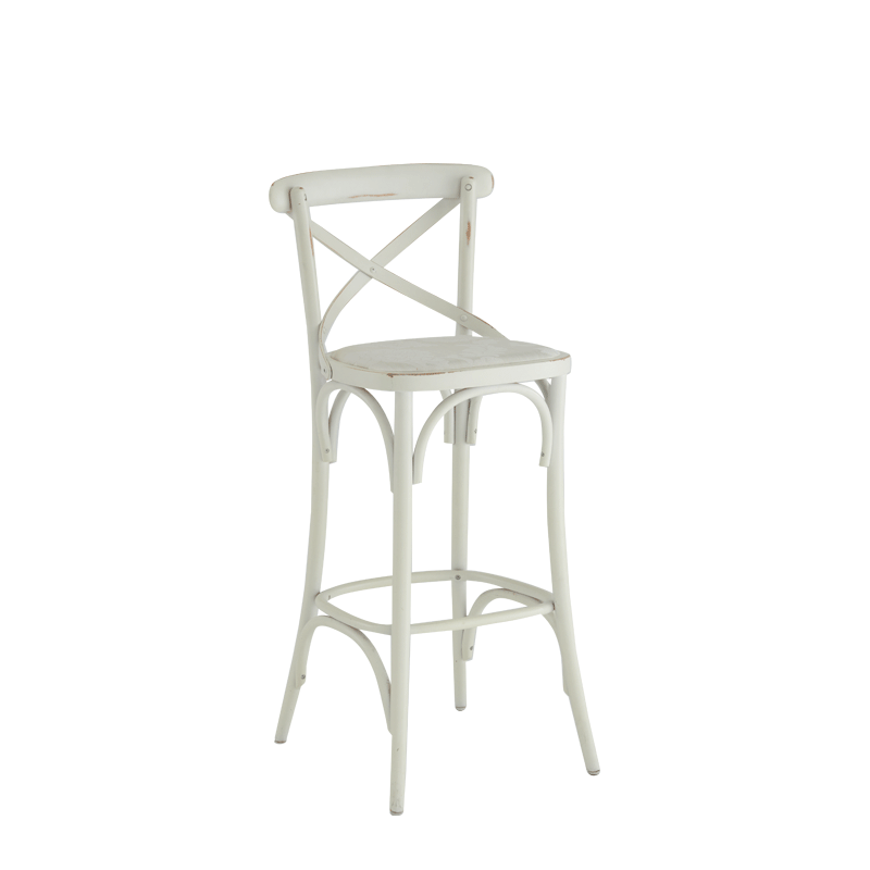 Coco Bar Stool in White with Vanilla Seat Pad