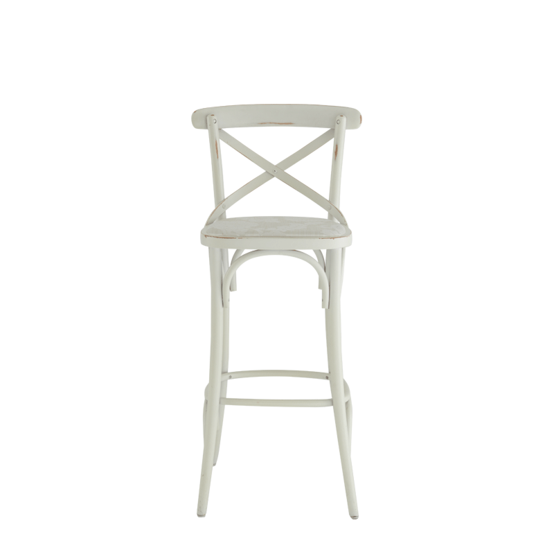 Coco Bar Stool in White with Vanilla Seat Pad