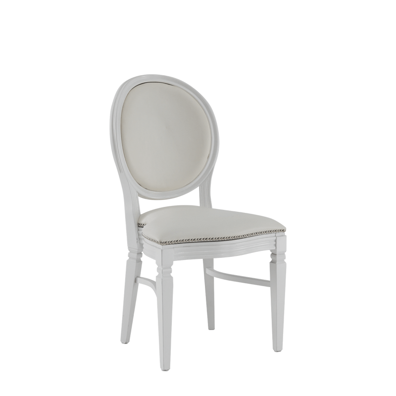 Chandelle Chair in White with Anastasia Collection in Silver