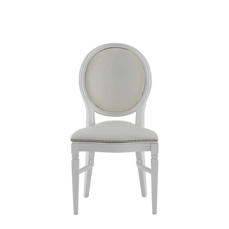 Chandelle Chair in White with Anastasia Collection in Silver
