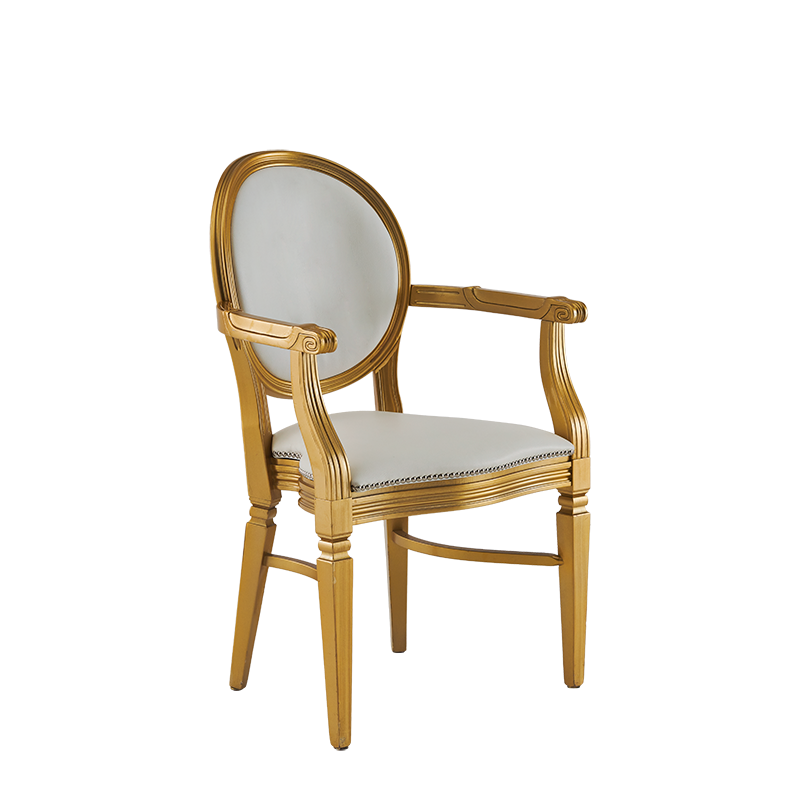 Chandelle Armchair in Gold with White Seat Pad