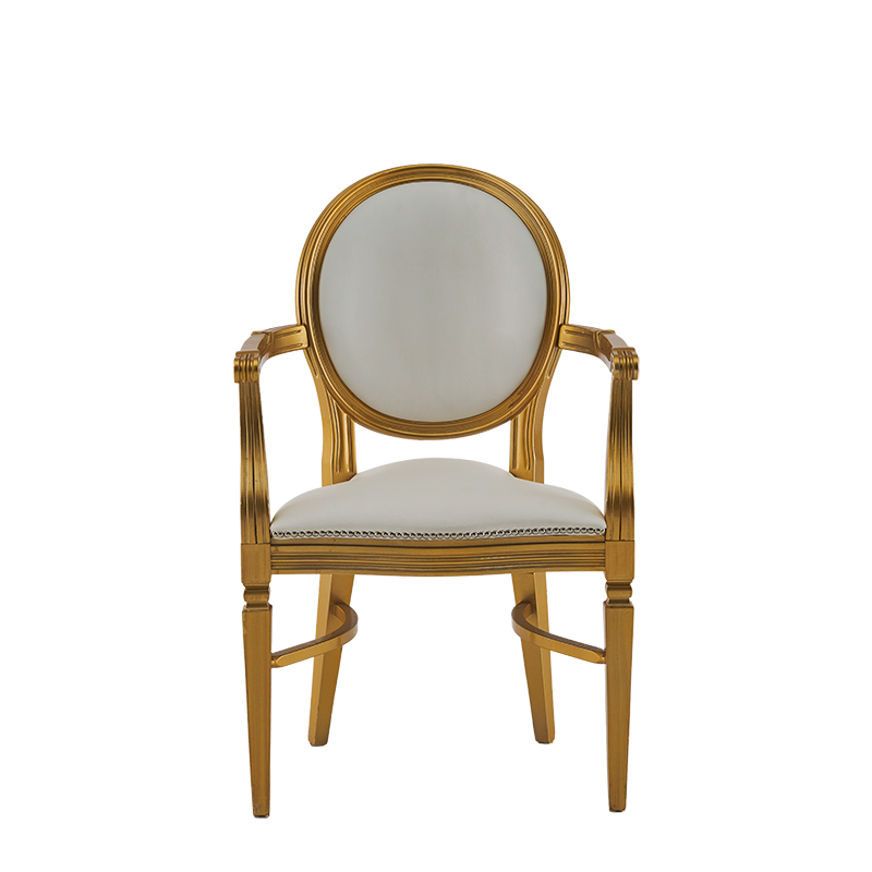 Chandelle Armchair in Gold with White Seat Pad