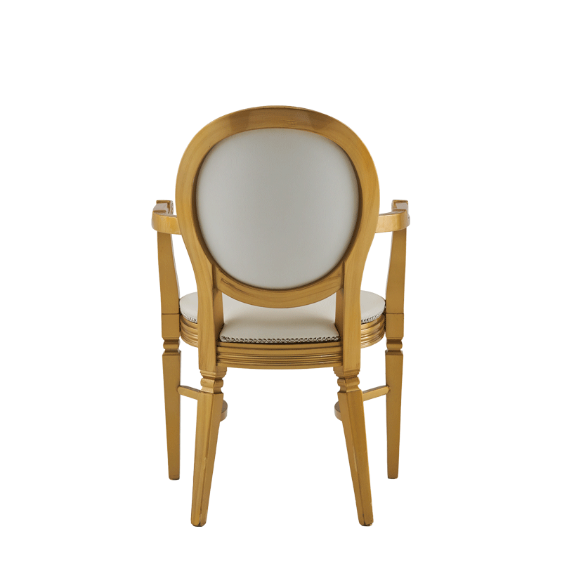 Chandelle Armchair in Gold with White Seat Pad