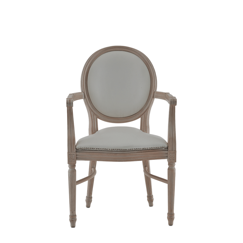 Chandelle Armchair in Ivory with White Seat Pad