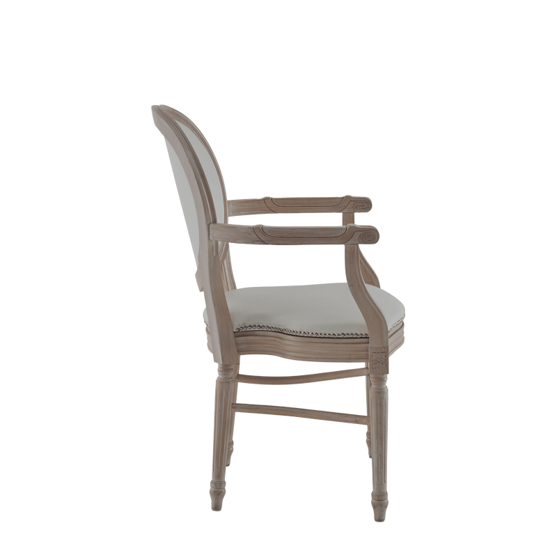 Chandelle Armchair in Ivory with White Seat Pad