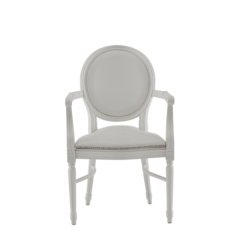 Chandelle Armchair in White with White Seat Pad