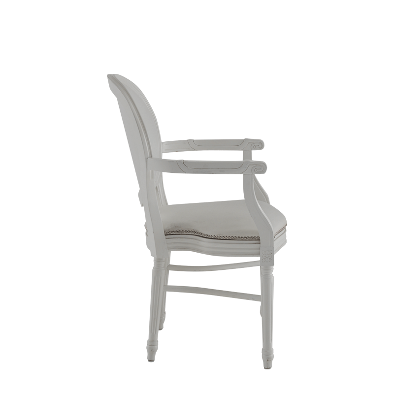 Chandelle Armchair in White with White Seat Pad
