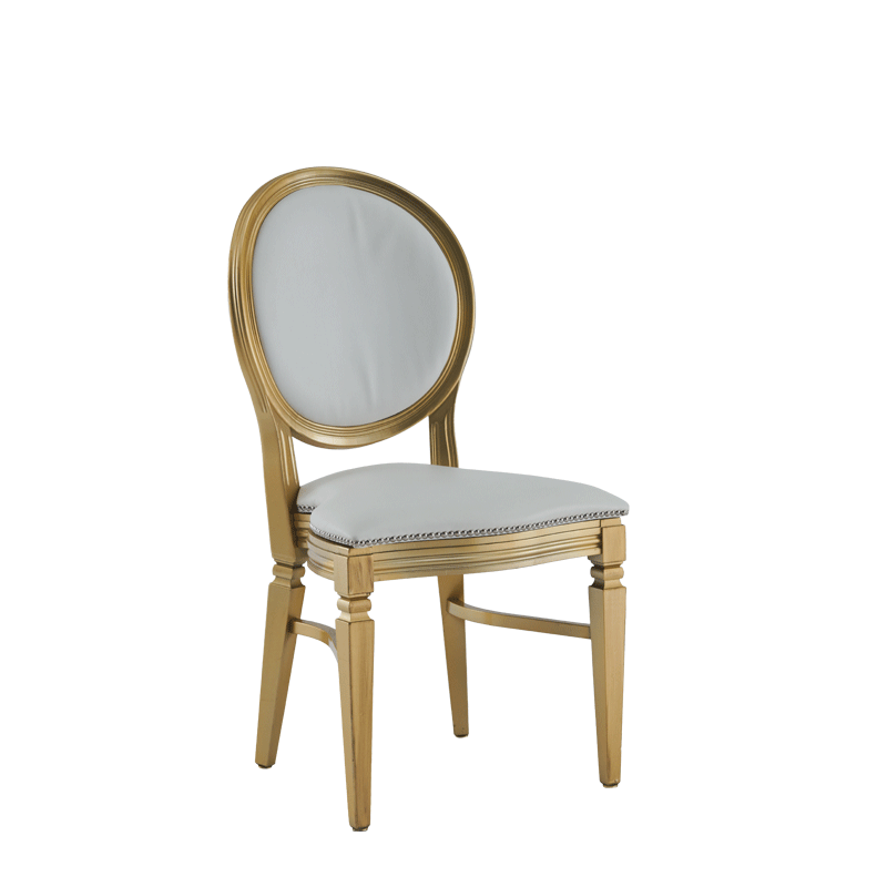 Chandelle Chair in Gold with White Seat Pad