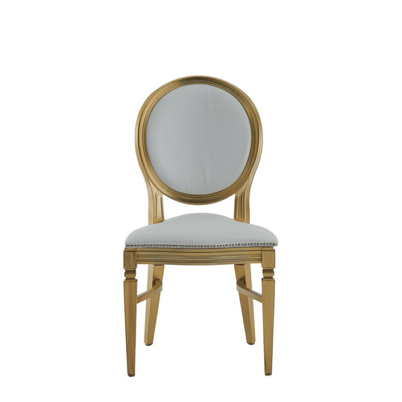 Chandelle Chair in Gold with White Seat Pad