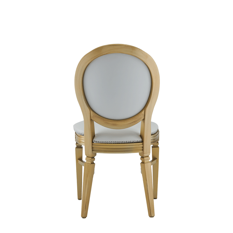 Chandelle Chair in Gold with White Seat Pad