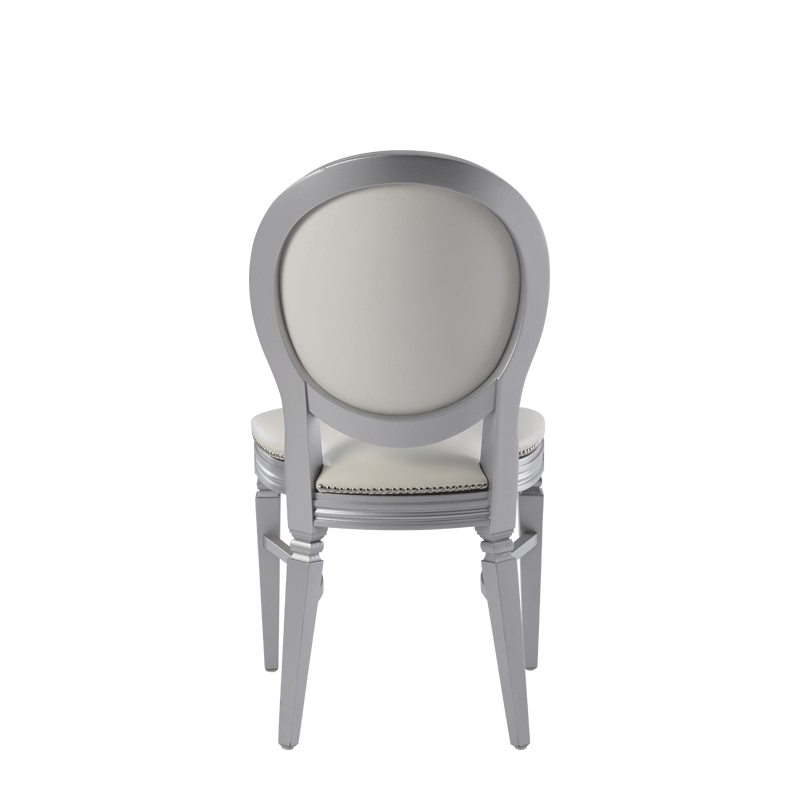 Chandelle Chair in Silver with White Seat Pad
