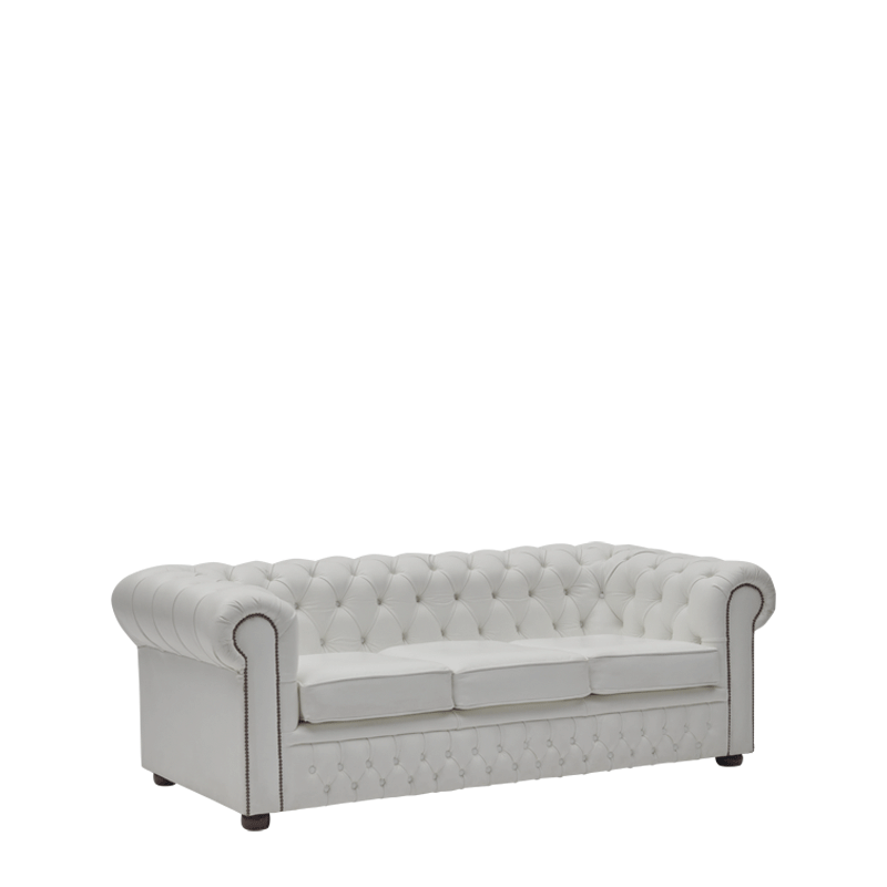 Chesterfield Leather Sofa in White 7ft