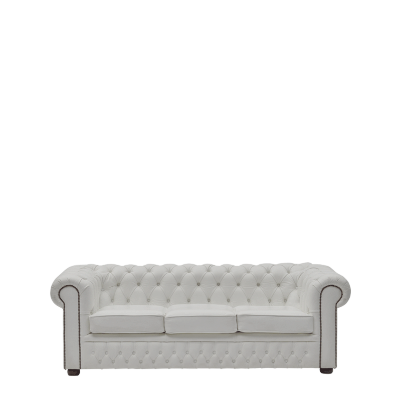 Chesterfield Leather Sofa in White 7ft