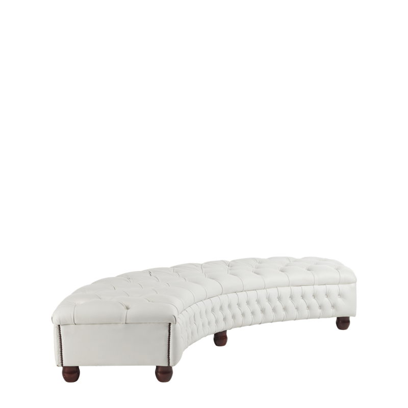 Chesterfield Curved Bench in White