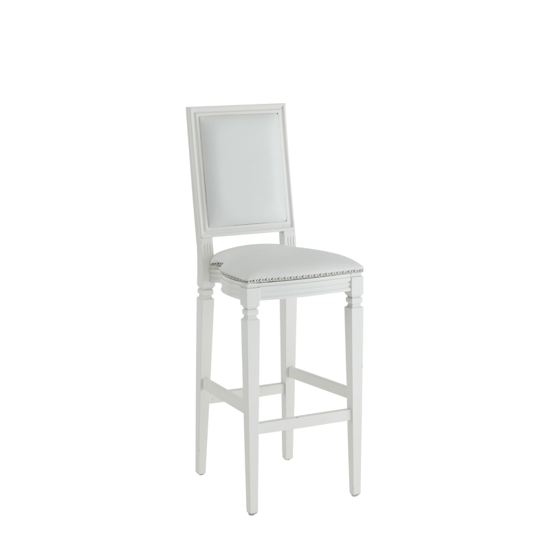 CKC Bar Stool in White with White Seat Pad