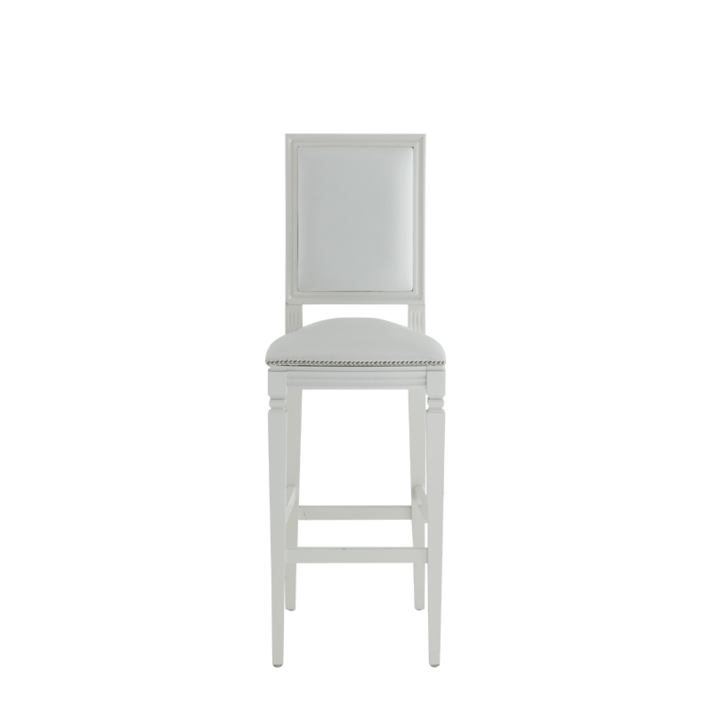 CKC Bar Stool in White with White Seat Pad