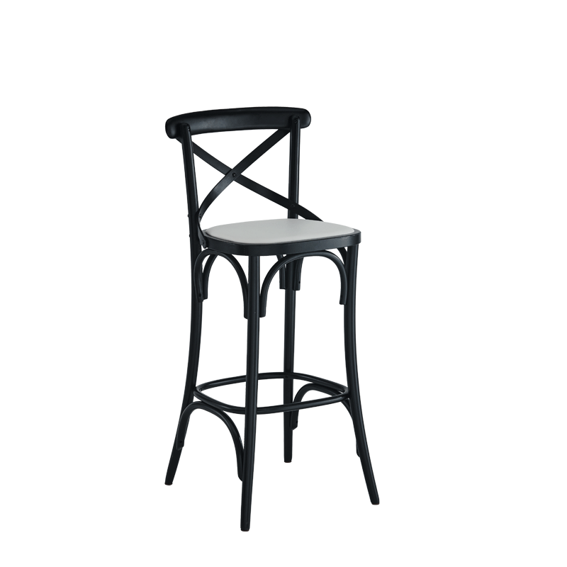 Coco Bar Stool in Black with White Seat Pad