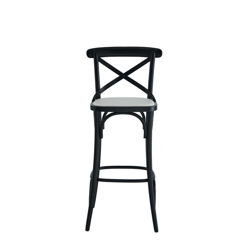 Coco Bar Stool in Black with White Seat Pad