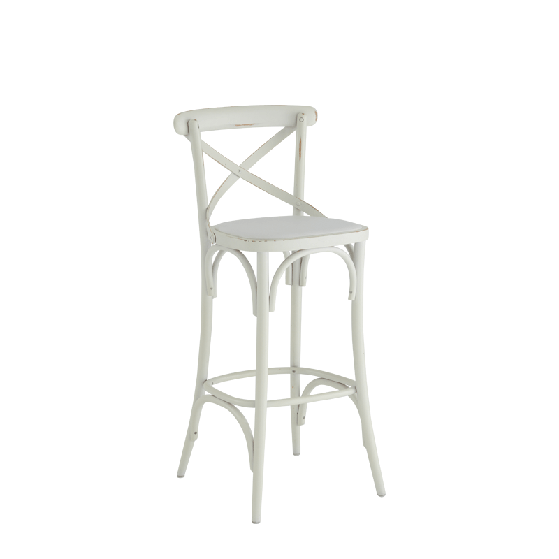 Coco Bar Stool in White with White Seat Pad