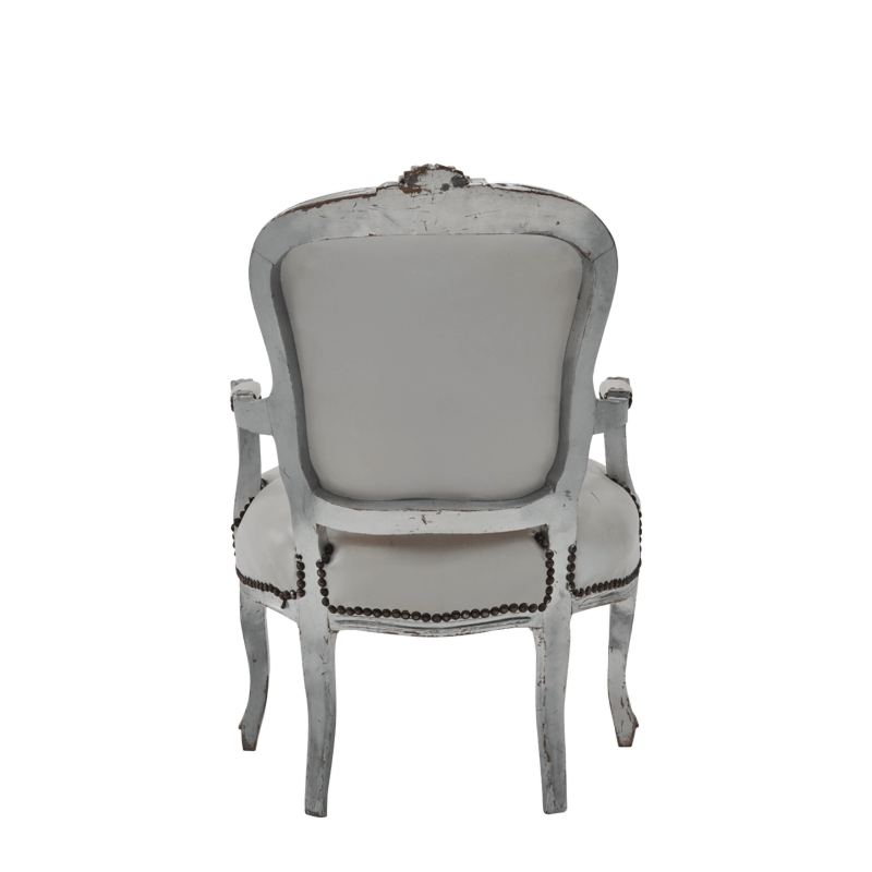 Louis Armchair in Silver Gilt with White Seat Pad
