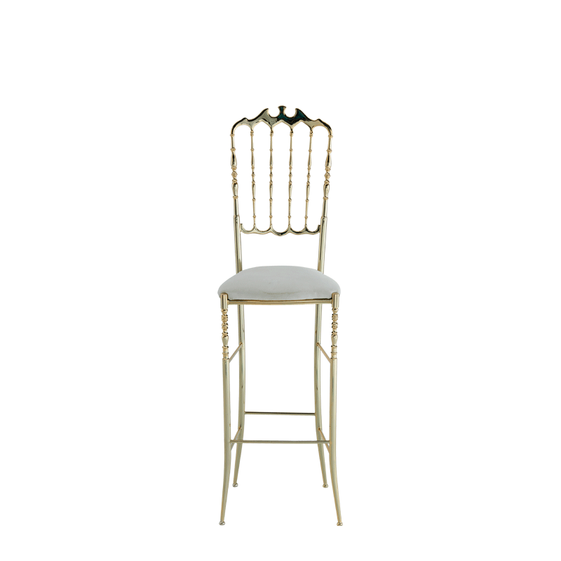 Napoleon Bar Stool in Gold with White Seat Pad