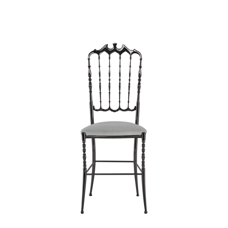 Napoleon Chair in Gunmetal with White Seat Pad
