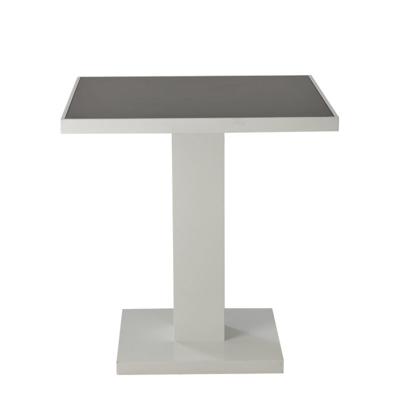 Olympic Café Table in White with Smoked Mirror Top