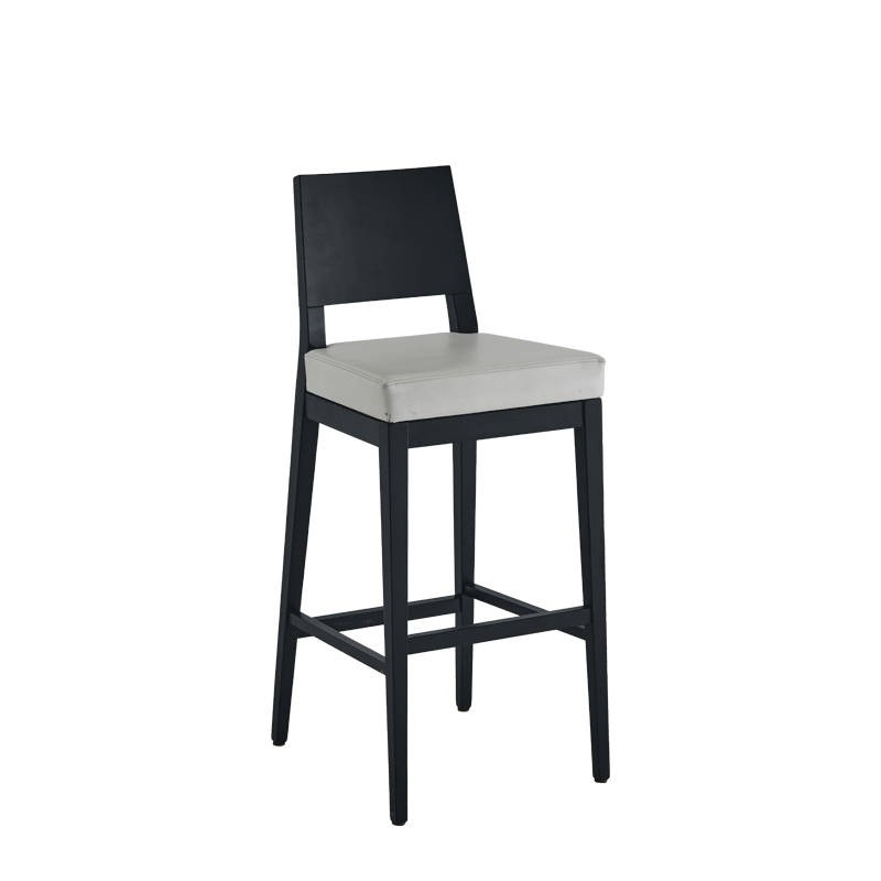 Porcino Bar Stool in Black with White Seat Pad
