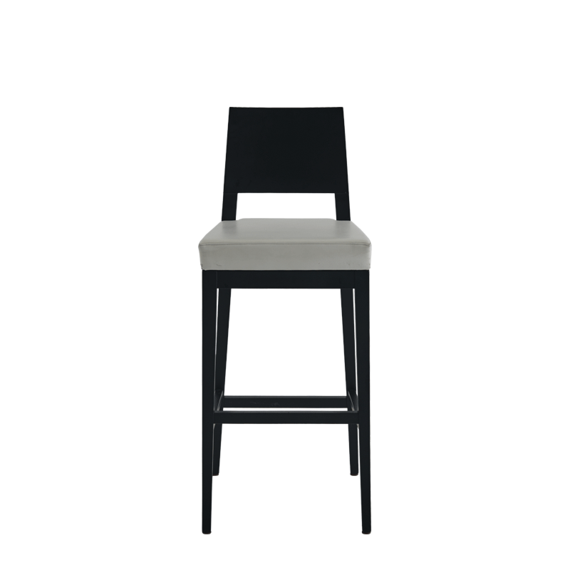 Porcino Bar Stool in Black with White Seat Pad